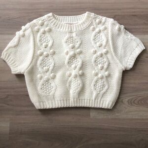 Sincerely Ours Clean Girl cream colored Pom Pom sweater XS Coquette girl